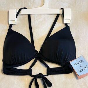 Shade & shore 32B  Black Push-Up Bikini Top NWT